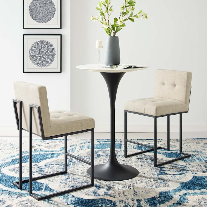 Carson Carrington Kampbo Black Stainless Steel Upholstered Counter Stool (Set of 2) - N/A