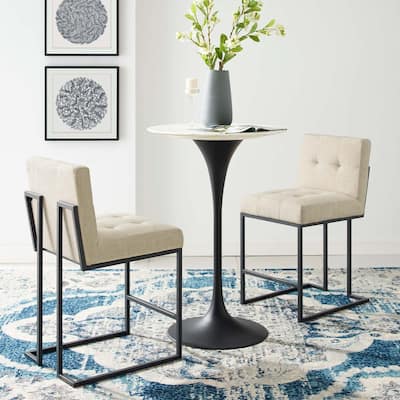 Carson Carrington Kampbo Black Stainless Steel Upholstered Counter Stool (Set of 2) - N/A
