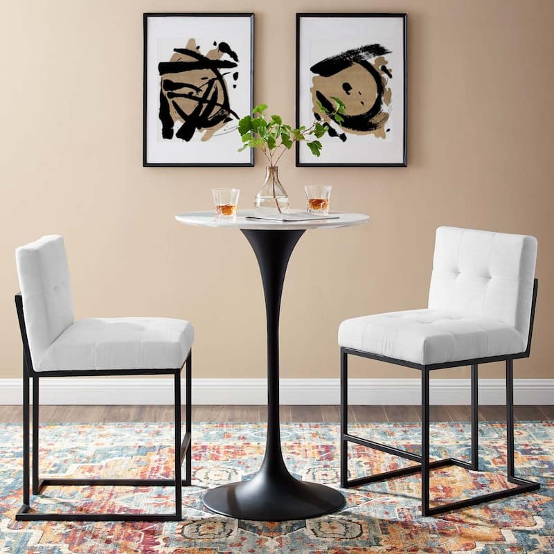 Carson Carrington Kampbo Black Stainless Steel Upholstered Counter Stool (Set of 2) - N/A - White