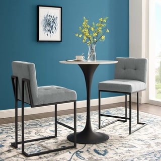 Carson Carrington Privy Black Stainless Steel Upholstered Fabric Counter Stool Set of 2 (Light Grey)
