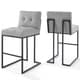 preview thumbnail 7 of 10, Privy Black Stainless Steel Upholstered Fabric Bar Stool Set of 2