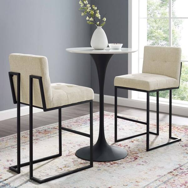 slide 1 of 12, Privy Black Stainless Steel Upholstered Fabric Bar Stool Set of 2