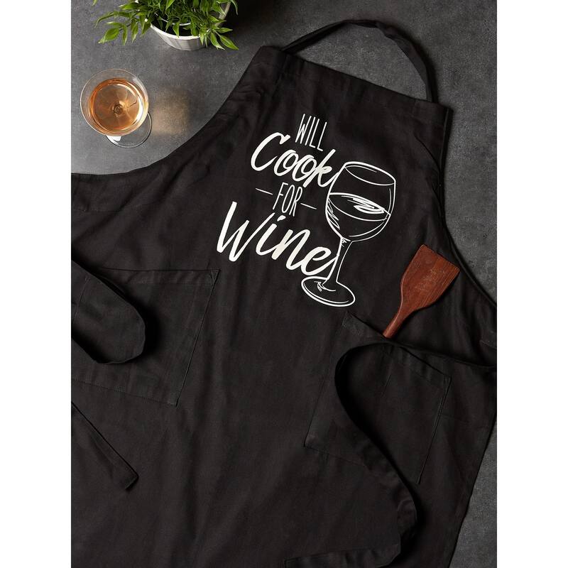 DII Chef Printed Apron, One Size Fits Most, Cook for Wine, 1 Piece