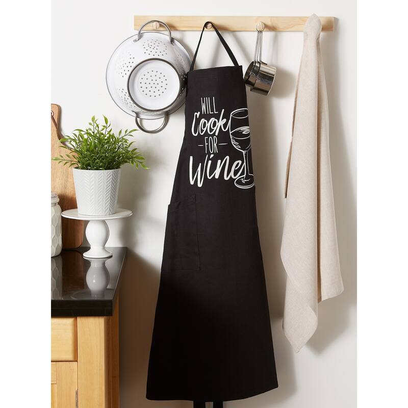 DII Chef Printed Apron, One Size Fits Most, Cook for Wine, 1 Piece
