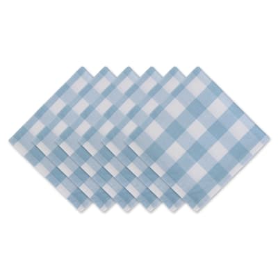 DII Buffalo Check Tabletoppers, 20x20", White & Light Blue, 6 Pieces