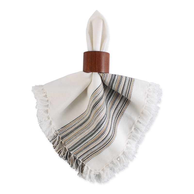 DII Fringed Stripe Tabletoppers, 20x20", Pimento, 6 Pieces