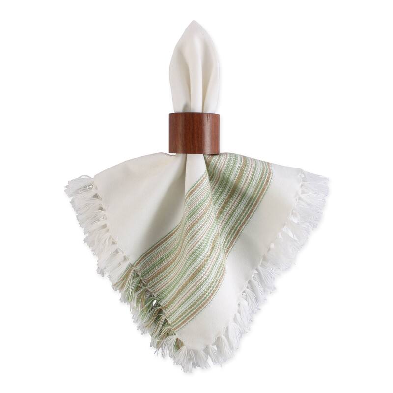 DII Fringed Stripe Tabletoppers, 20x20", Pimento, 6 Pieces