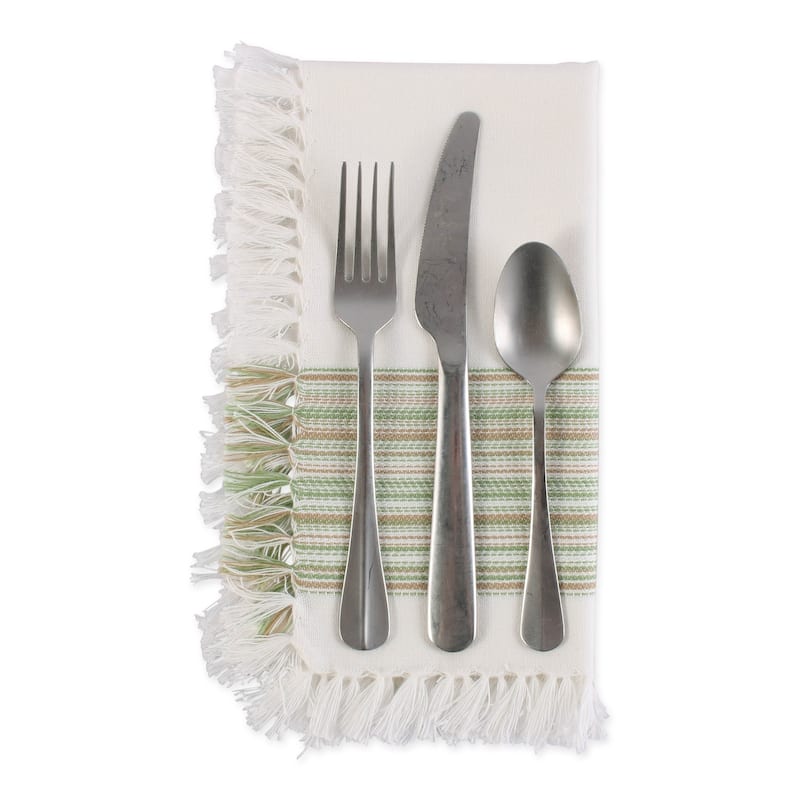 DII Fringed Stripe Tabletoppers, 20x20", Pimento, 6 Pieces