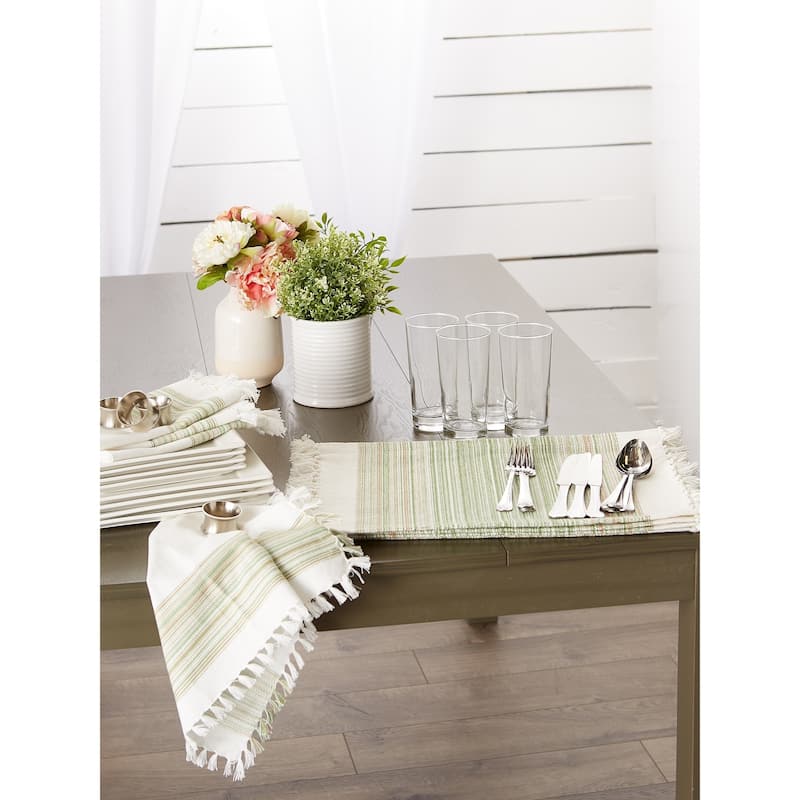 DII Fringed Stripe Tabletoppers, 20x20", Pimento, 6 Pieces