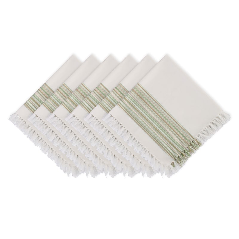 DII Fringed Stripe Tabletoppers, 20x20", Pimento, 6 Pieces