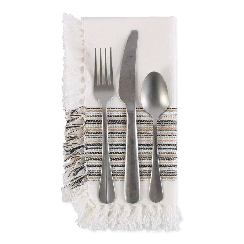 DII Fringed Stripe Tabletoppers, 20x20", Pimento, 6 Pieces