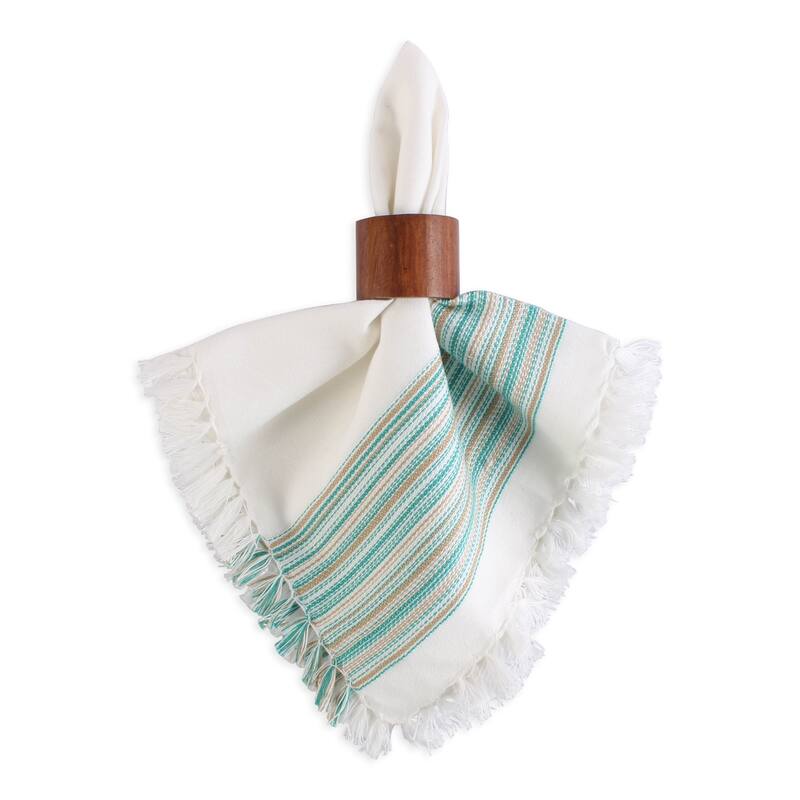 DII Fringed Stripe Tabletoppers, 20x20", Pimento, 6 Pieces