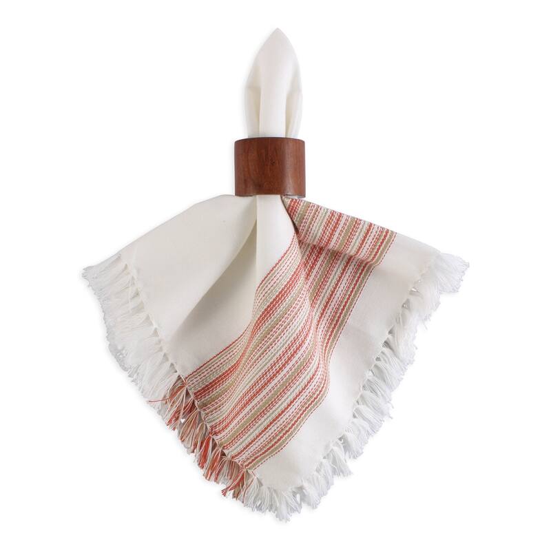 DII Fringed Stripe Tabletoppers, 20x20", Pimento, 6 Pieces