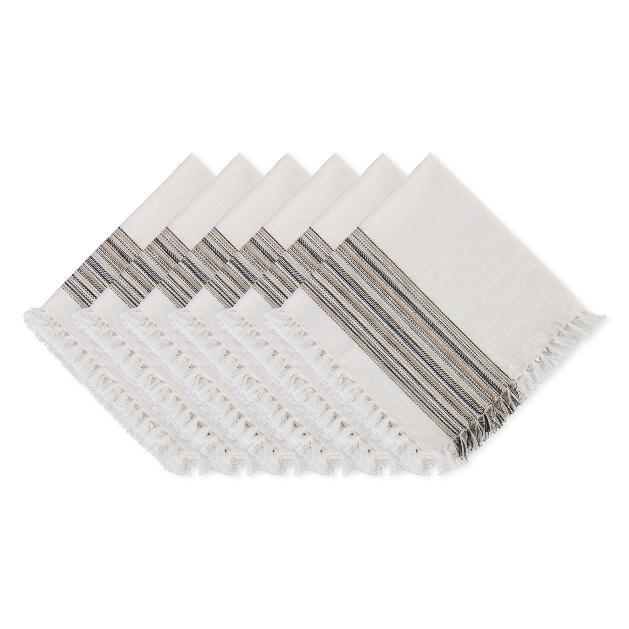 DII Fringed Stripe Tabletoppers, 20x20", Pimento, 6 Pieces