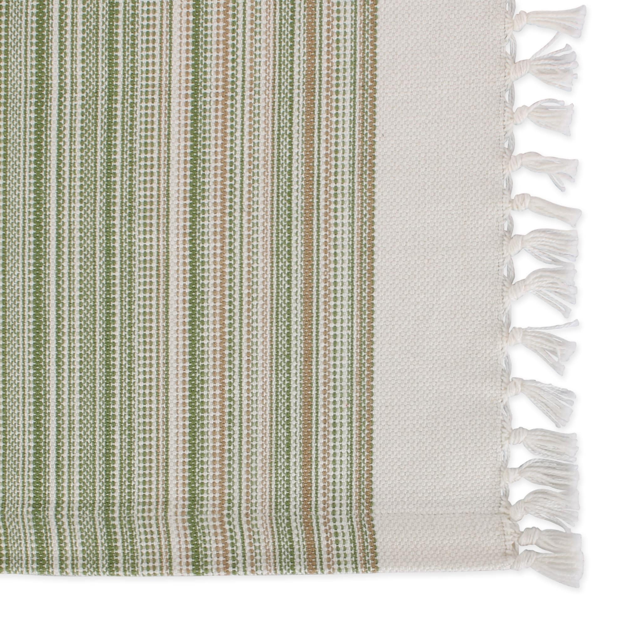 Placemats DII Fringed Stripe Tabletoppers 13x20 Black 6 Piece 