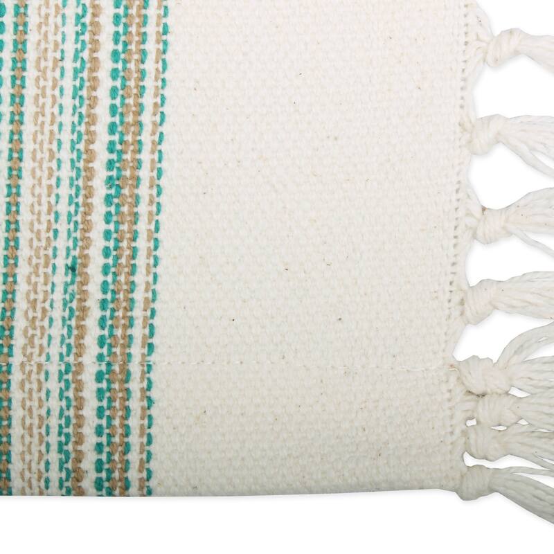 DII Fringed Stripe Tabletoppers, 13x20", Black, 6 Pieces