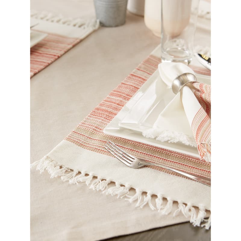 DII Fringed Stripe Tabletoppers, 13x20", Black, 6 Pieces