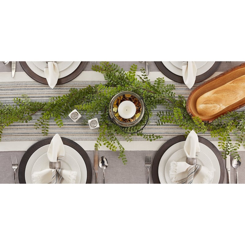 Porch & Den Meryl Stripe Pattern Fringed Table Runner