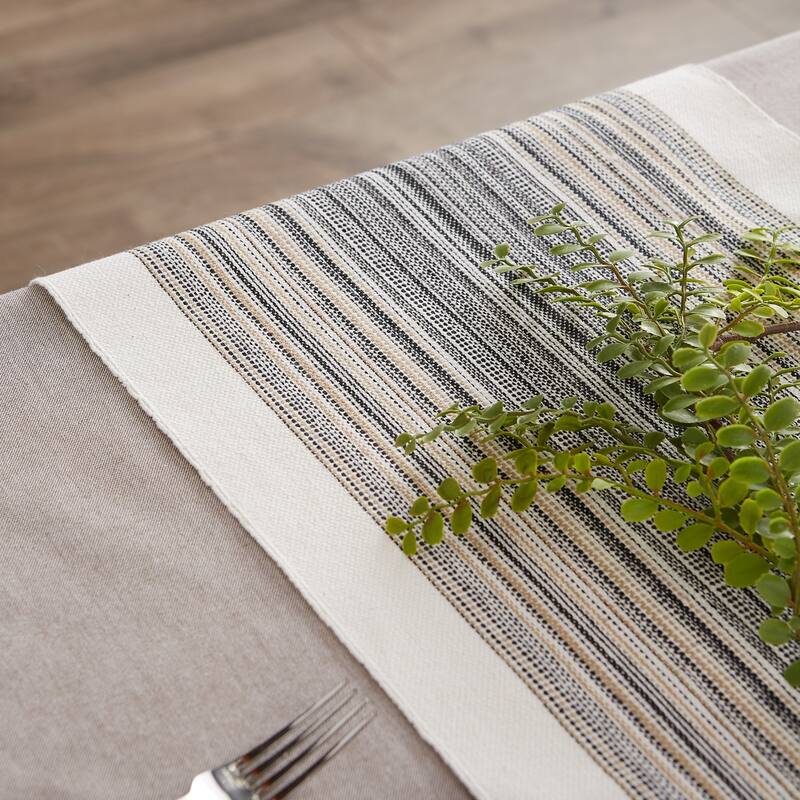 Porch & Den Meryl Stripe Pattern Fringed Table Runner