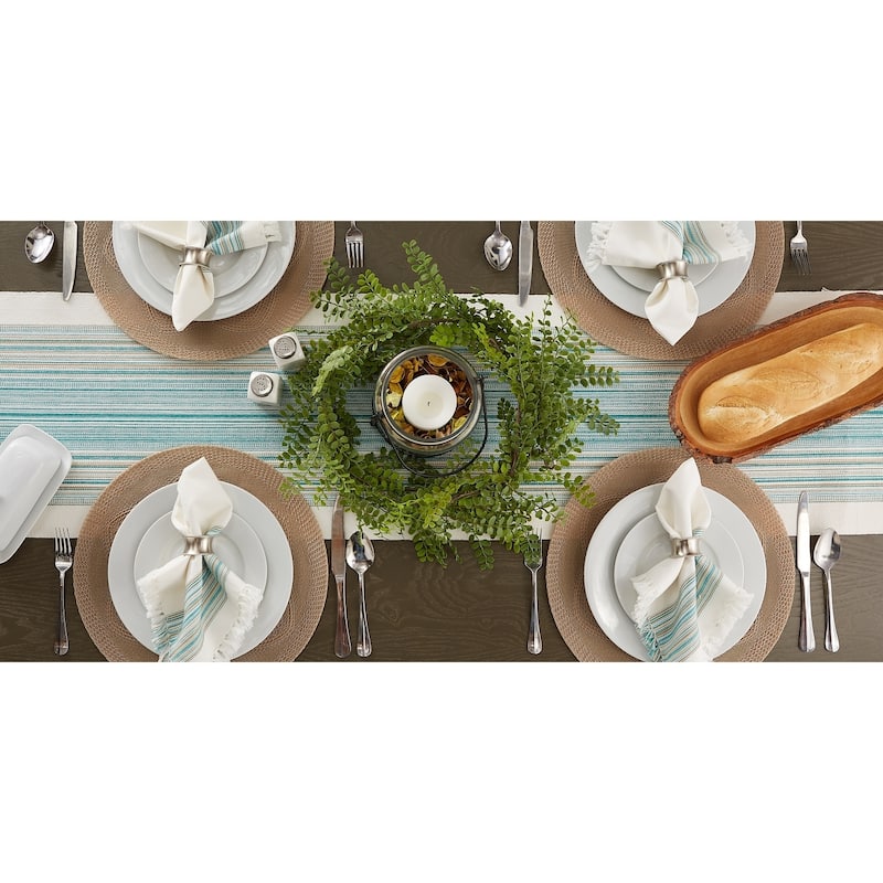 Porch & Den Meryl Stripe Pattern Fringed Table Runner