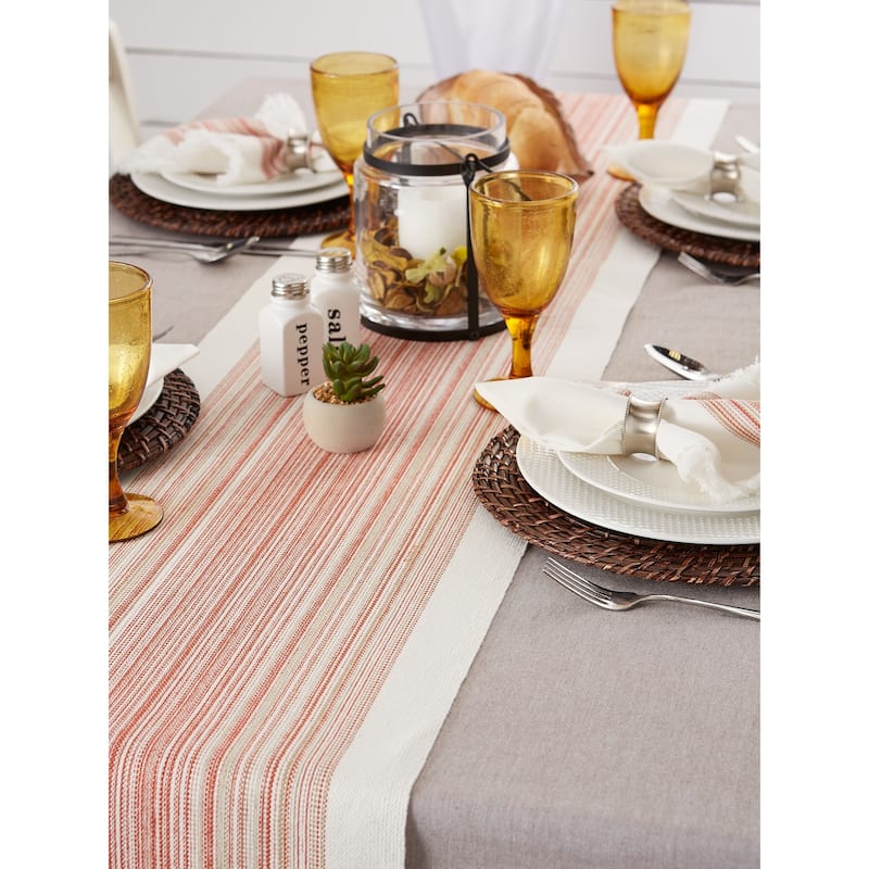 Porch & Den Meryl Stripe Pattern Fringed Table Runner