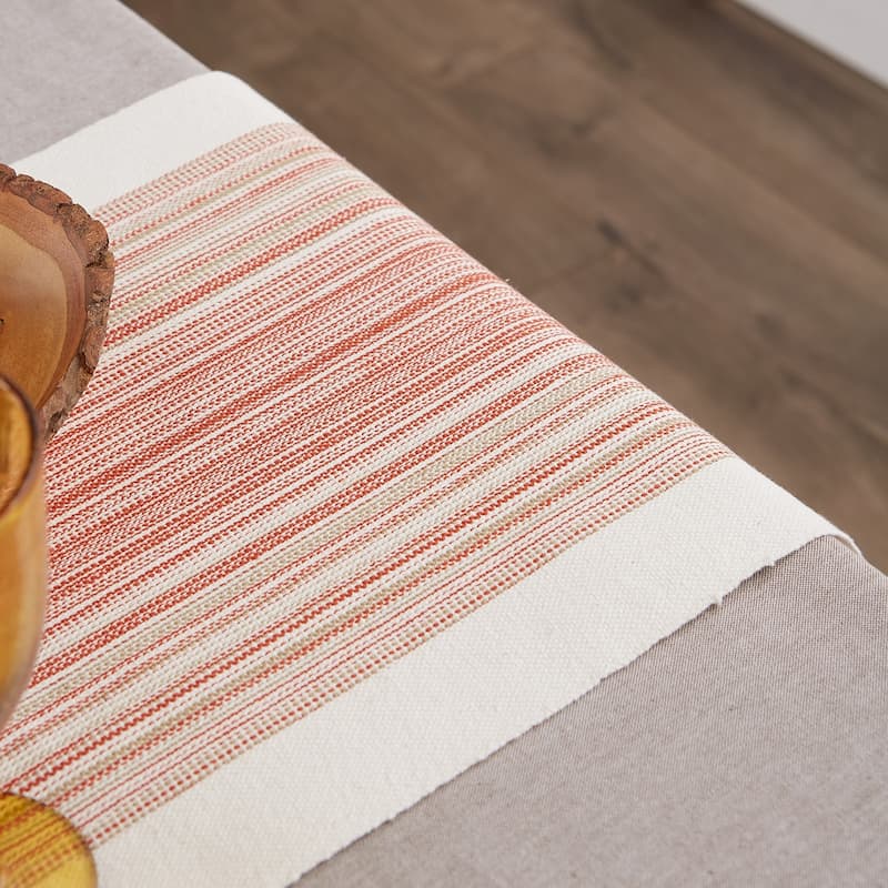 Porch & Den Meryl Stripe Pattern Fringed Table Runner