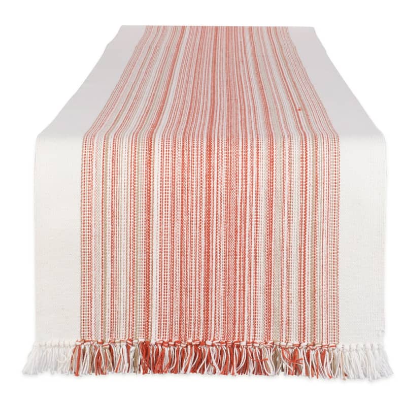 Porch & Den Meryl Stripe Pattern Fringed Table Runner