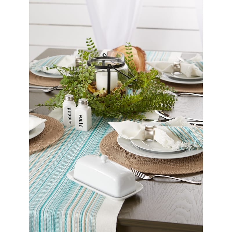 Porch & Den Meryl Stripe Pattern Fringed Table Runner