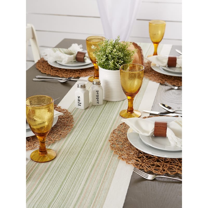 Porch & Den Meryl Stripe Pattern Fringed Table Runner