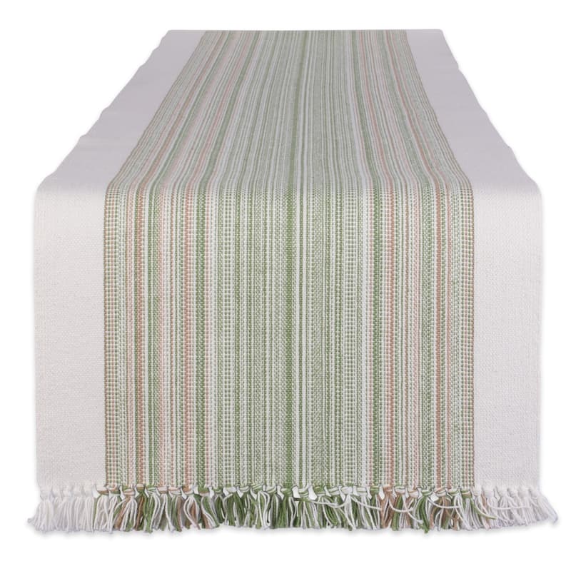 Porch & Den Meryl Stripe Pattern Fringed Table Runner