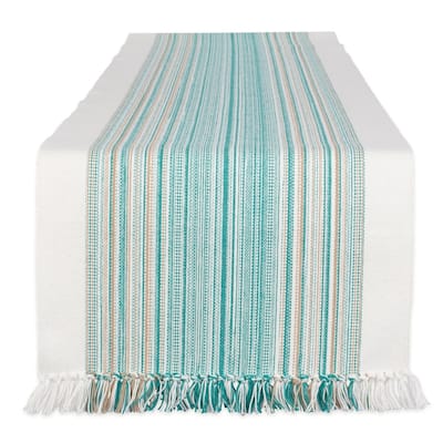 Porch & Den Meryl Stripe Pattern Fringed Table Runner