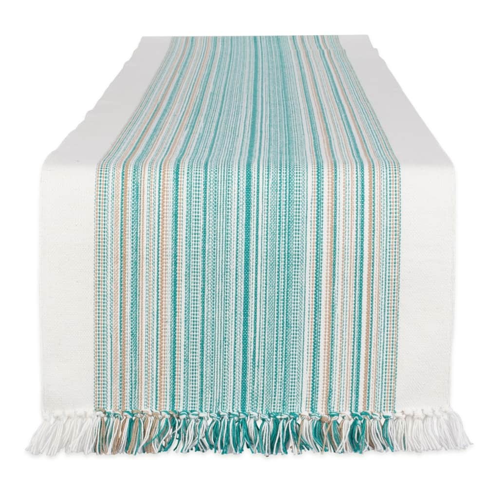 Porch & Den Meryl Stripe Pattern Fringed Table Runner