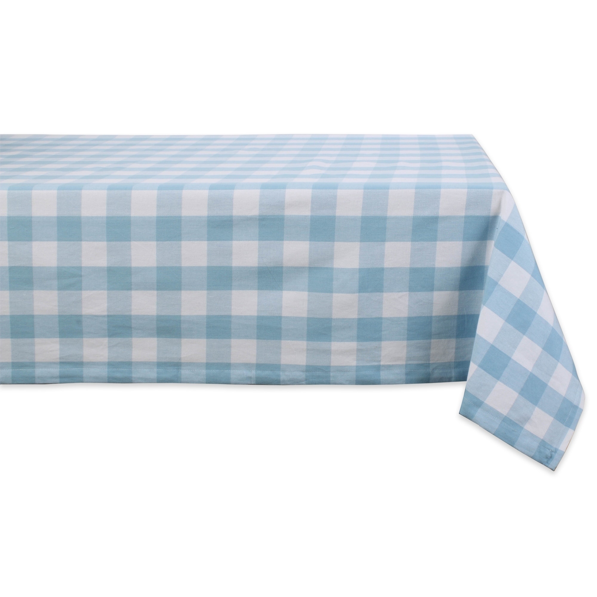 DII Buffalo Check Tabletoppers, 60x120", White & Light Blue, 1 Piece