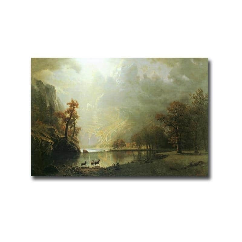 Sierra Nevada Morning by Albert Bierstadt Gallery Wrapped Canvas Giclee Art (24 in x 36 in)