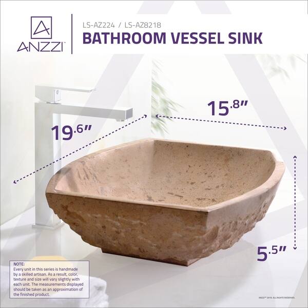 ANZZI Moon Classic Cream Marble Vessel Sink - Bed Bath & Beyond - 30542926