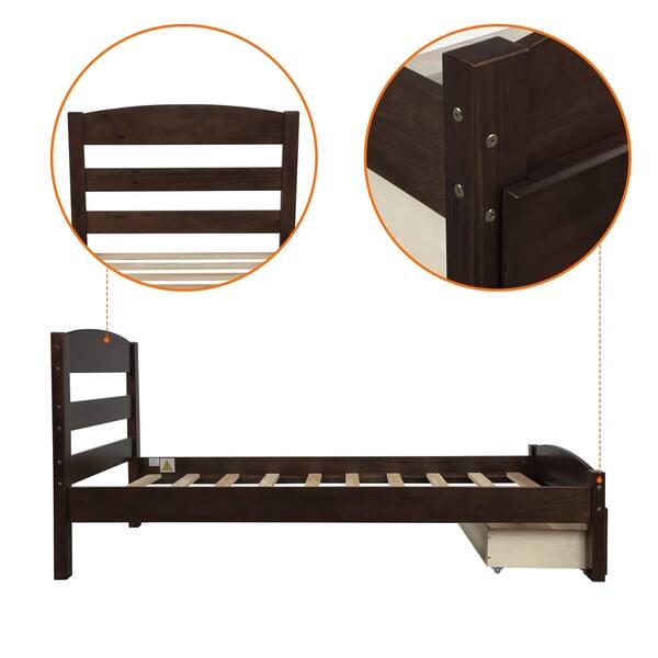 Shop Platform Twin Bed Frame With Storage Drawer And Wood Slat