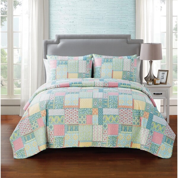 Maldives Patchwork Embossed 3Piece Quilt Set On Sale Overstock