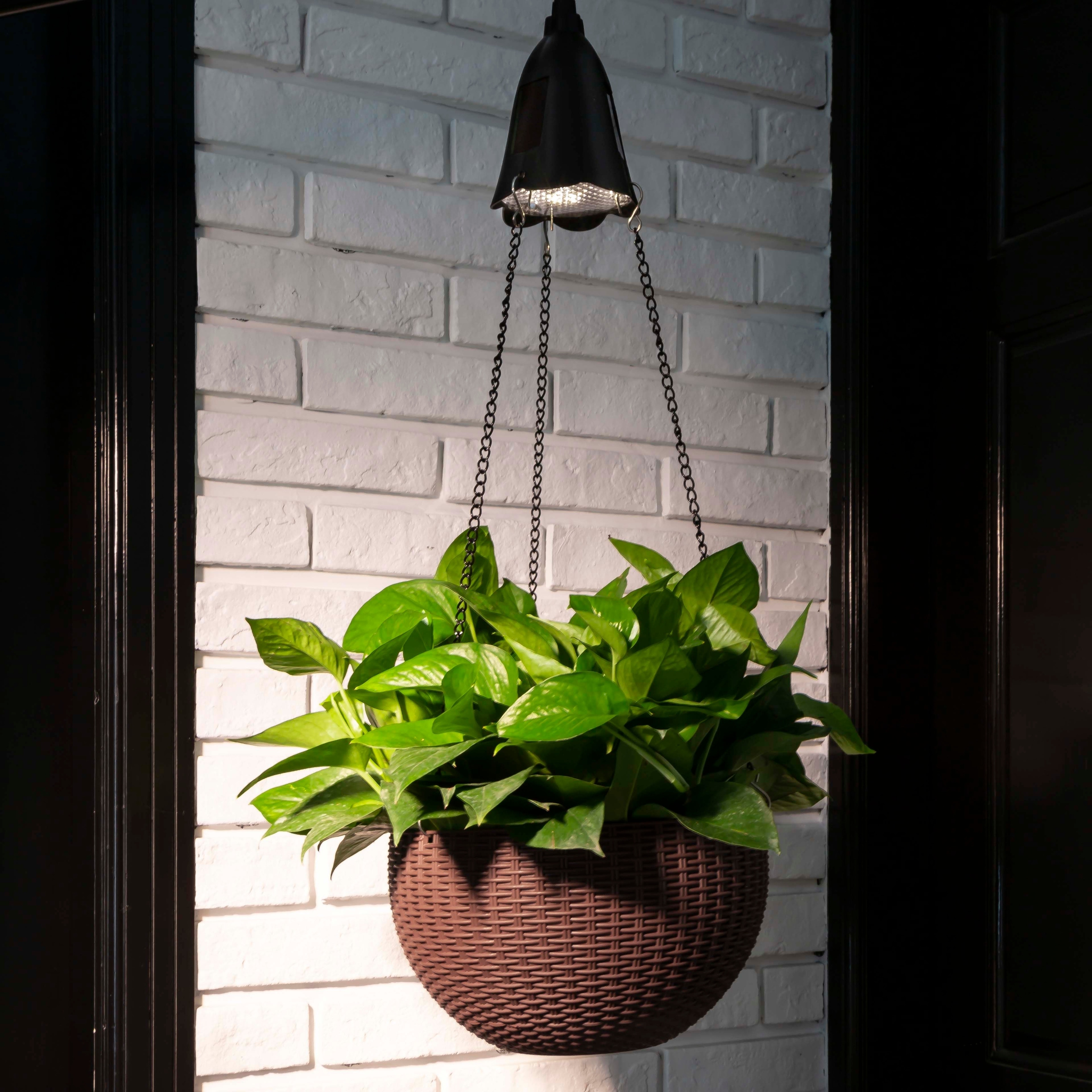 Shop Glitzhome 30 H Solar Lighted Hanging Plastic Basket Planter