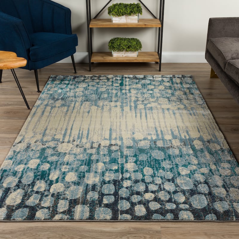 Addison Atlas Abstract Waves Blue Area Rug