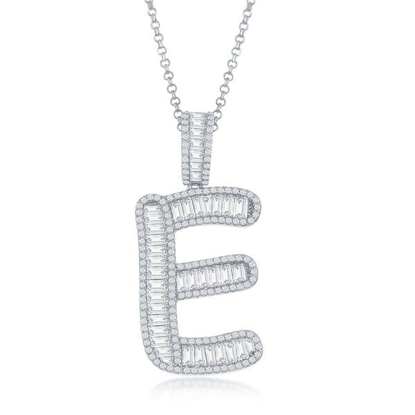 La Preciosa 925 Sterling Silver Baguette Cubic Zirconia Large A B C D E J K M S Initial 18 Pendant Necklace On Sale Overstock