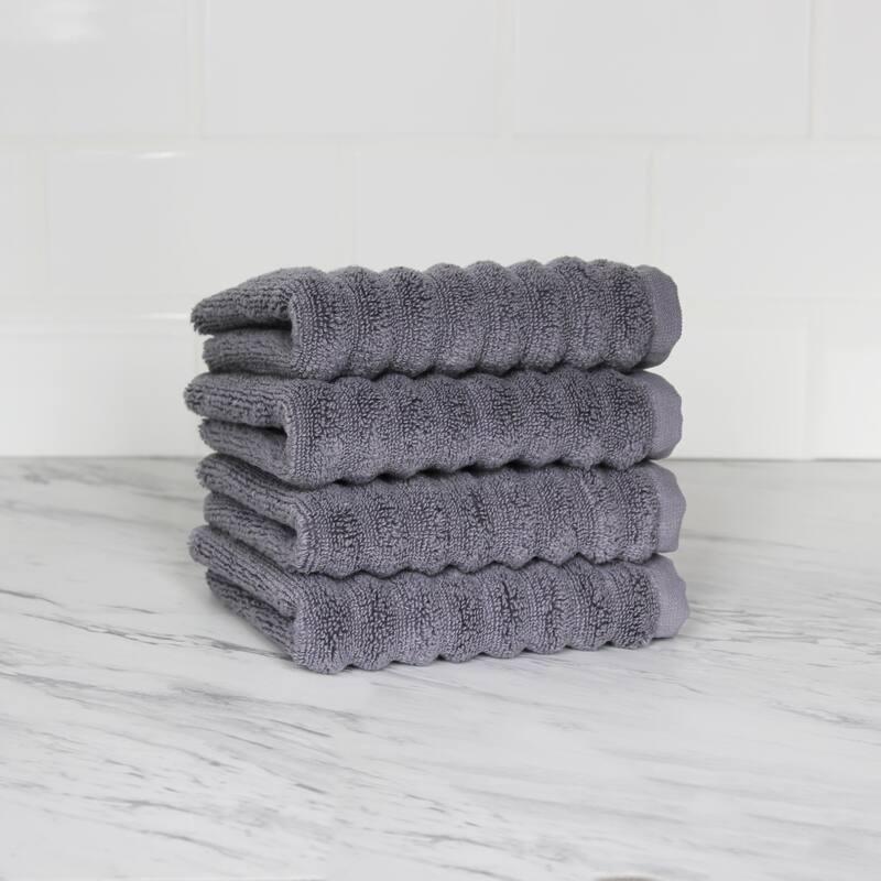 Zero Twist Cotton Turkish Towel Collection (4pcs Wash Towel Set) - ANTHRACITE GREY