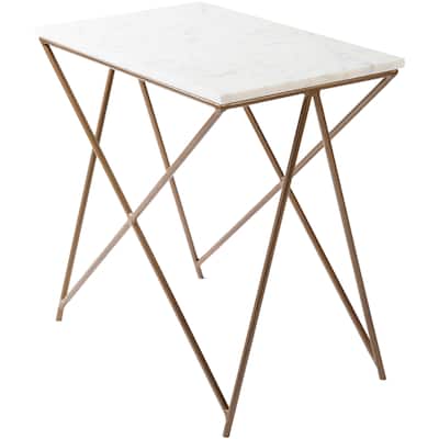 Felicity Modern Marble and Metal Side Table - Gold