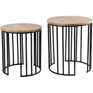 Overstock Reeva Iron Hand Crafted Nesting Table Set (2 Piece) - Black