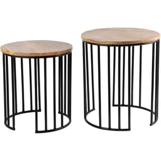 Overstock Reeva Iron Hand Crafted Nesting Table Set (2 Piece) - Black