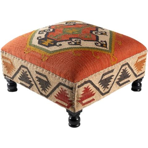 Anolu Hand Woven Jute Upholstered Ottoman