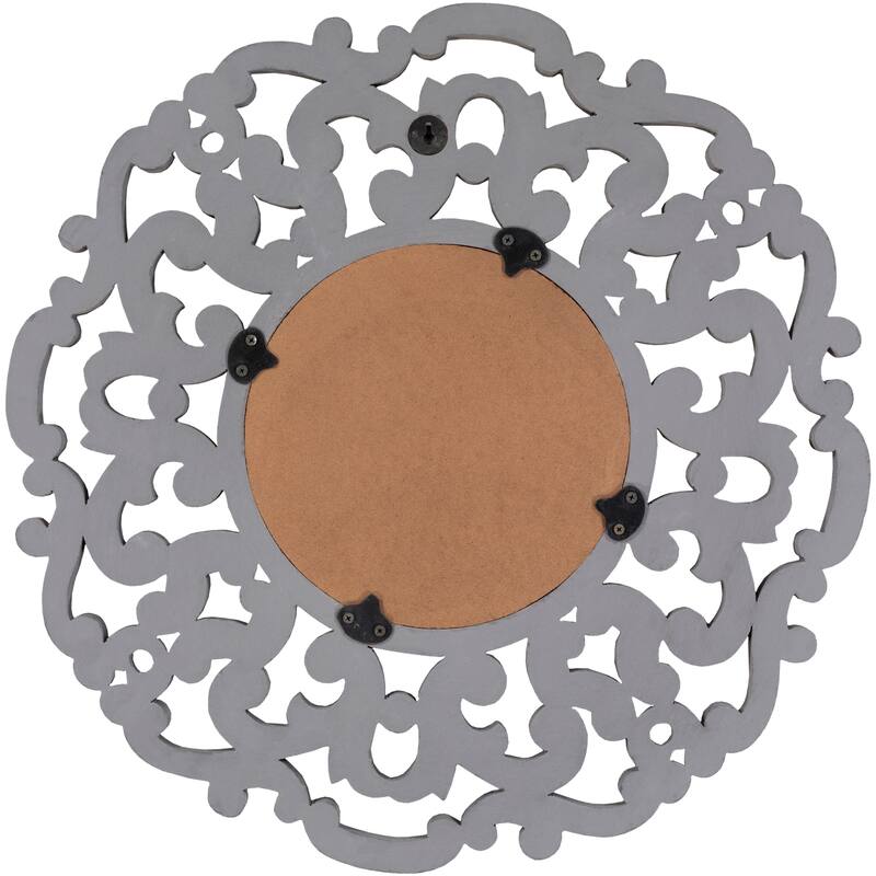 Artistic Weavers Sera Round White Washed Scroll Mirror - 24" x 24"