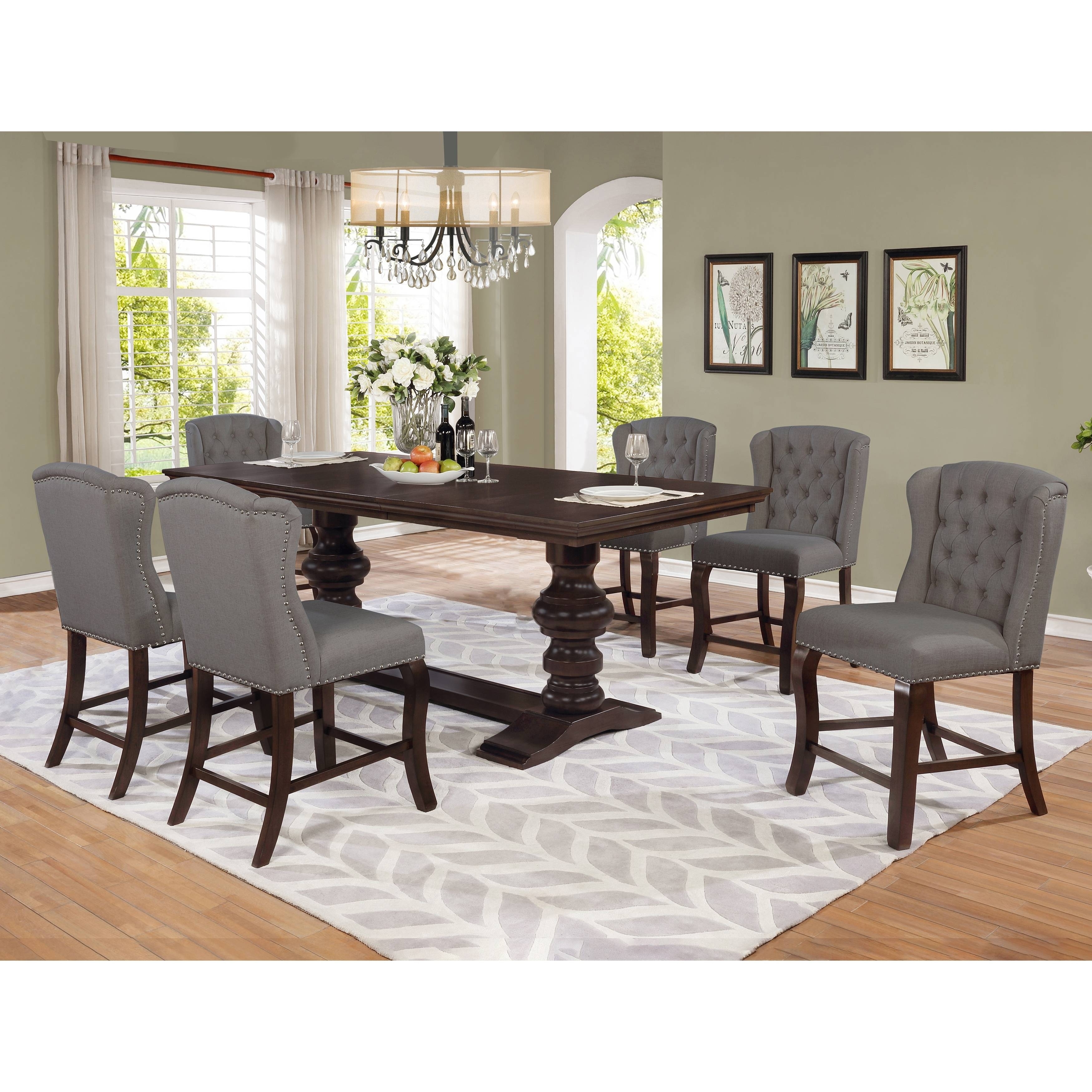 7 piece counter height dining set with bench