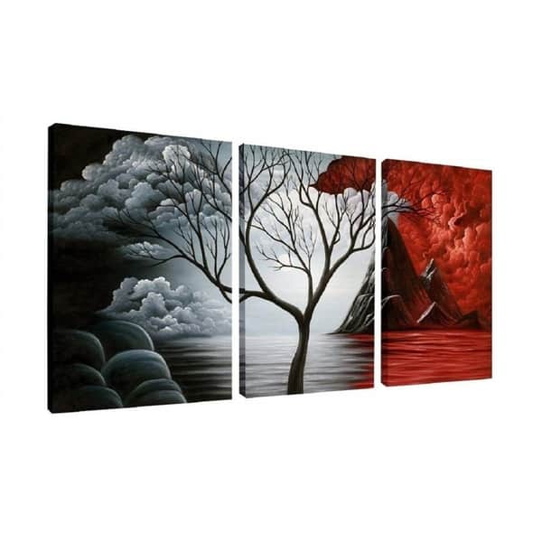 5 Panels Abstract Red Tree Oil Paintings Print On Canvas Posters Wall Art 2020