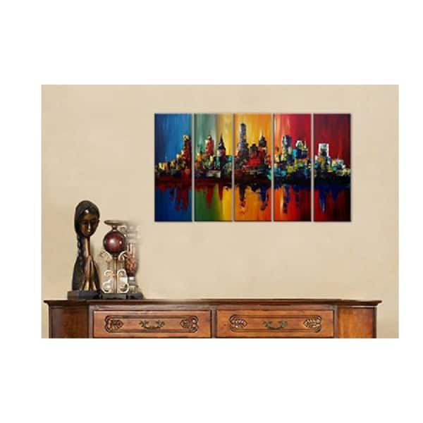 Shop Wall Decor Oil Paintings On Canvas Various Abstract Designs 1 3 4 5 Panels Overstock 30548678