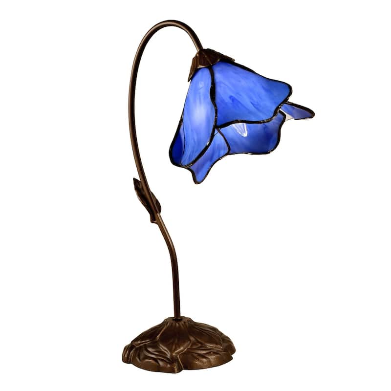 Poelking 1-Light Blue Lily Tiffany Table Lamp
